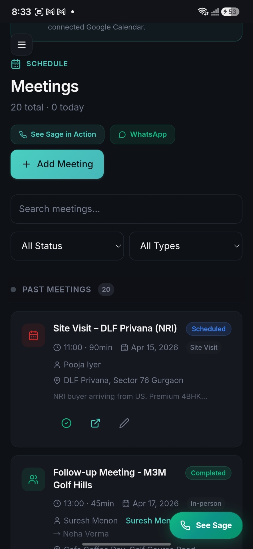 Meeting schedule